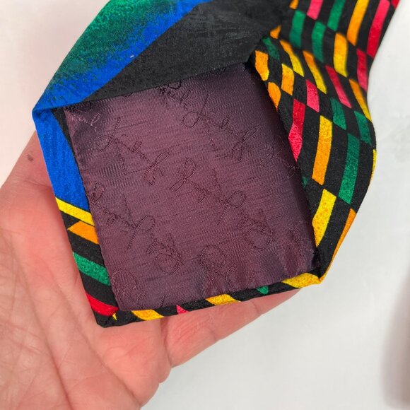 VTG 90s Rush Limbaugh No Boundaries Multicolor Abstract Pattern Tie Colorful - Picture 4 of 9